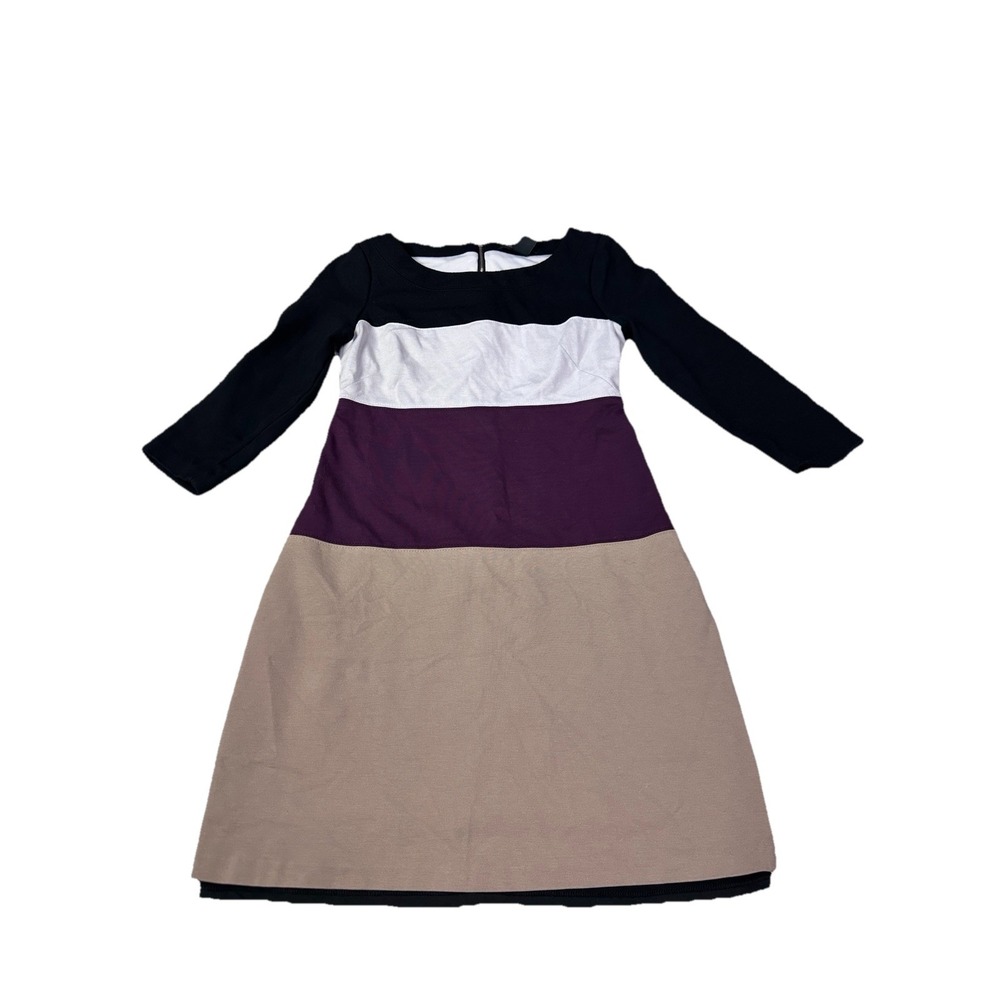 White House Black Market Striped Dress Size 0 Black Maroon‎ Long Sleeve Thick